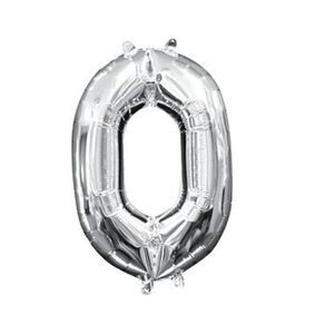 Number Zero Silver Balloons Party Birthday Date 16" NWT